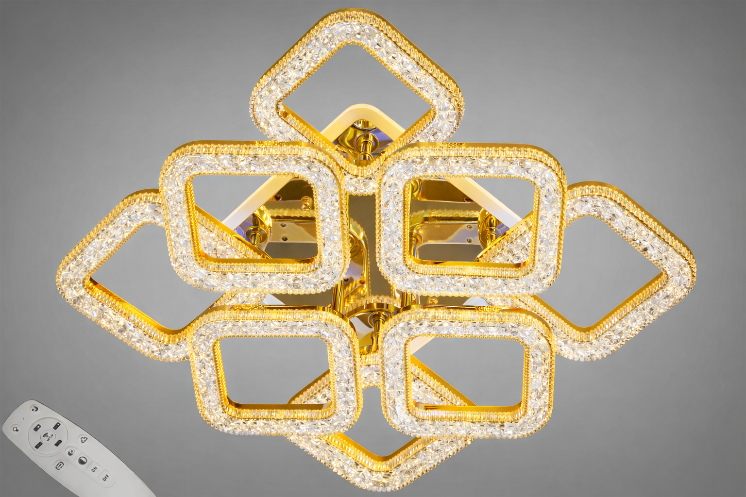 Люстра стельова LED світлодіодне підсвічування/димер/пульт/90W Золотий (S2205/4/4G 3col dim) Люстра стельова LED світлодіодне підсвічування/димер/пульт/90W Золотий (S2205/4/4G 3col dim)