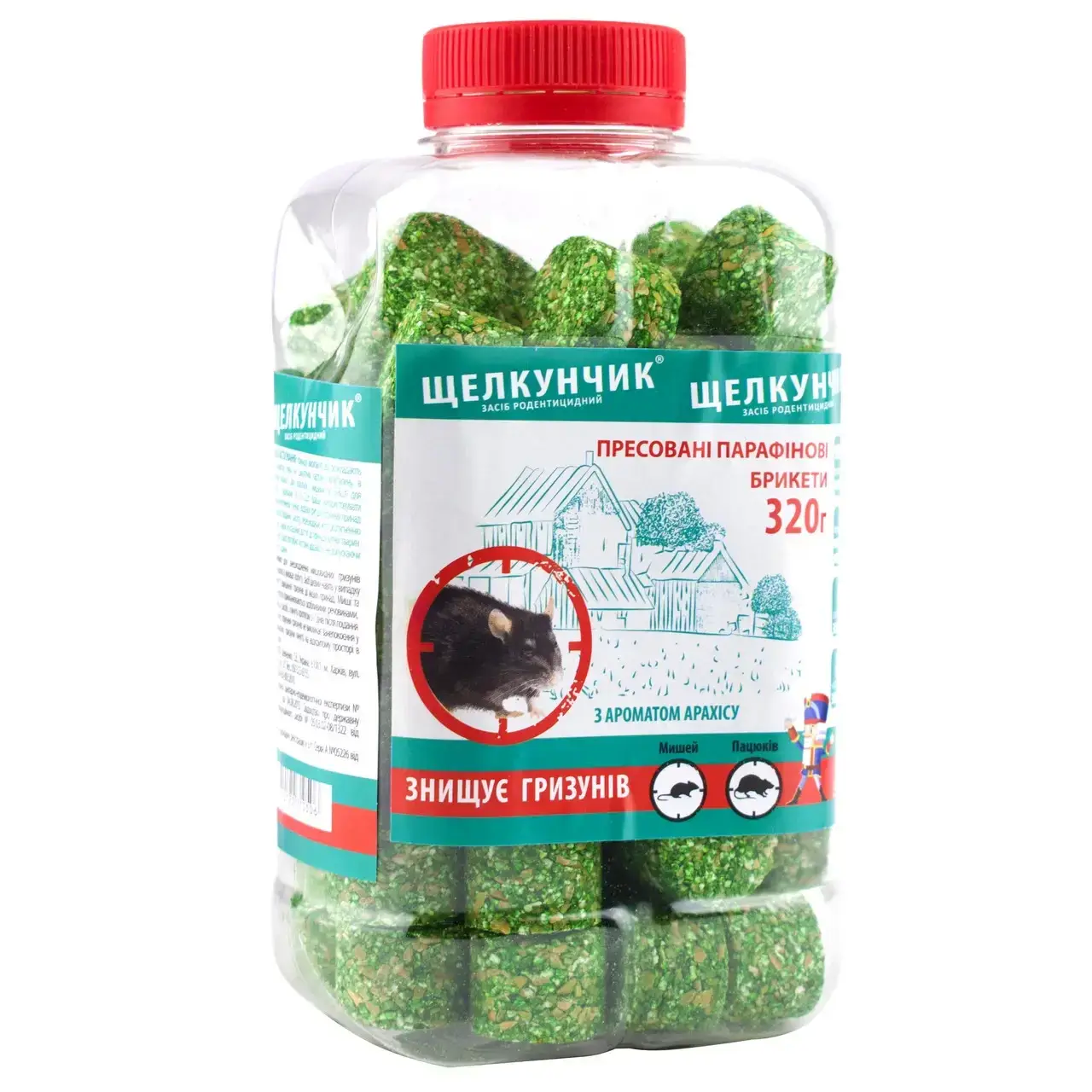 Брикети від щурів та мишей Лускунчик 320 г 5 шт. Зелений (18c1fd9c)