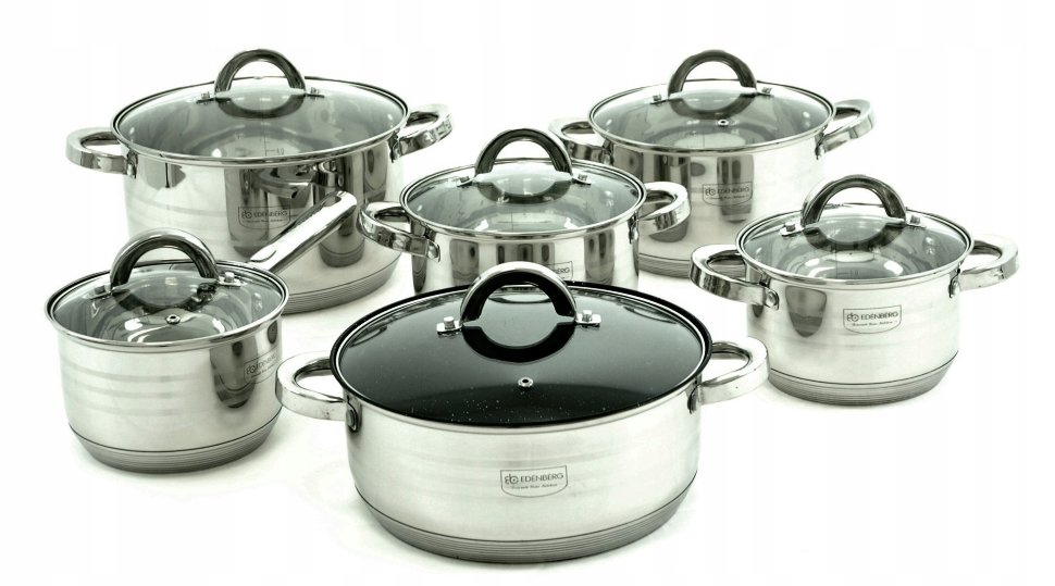 Набір кухонного посуду з нержавіючої сталі Edenberg 12 пр. з індукційним дном (EB-4013)