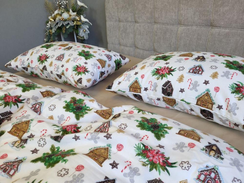 Комплект постельного белья Сладкие избушки Turkish flannel двуспальный на резинке Бежевый (1990704068)