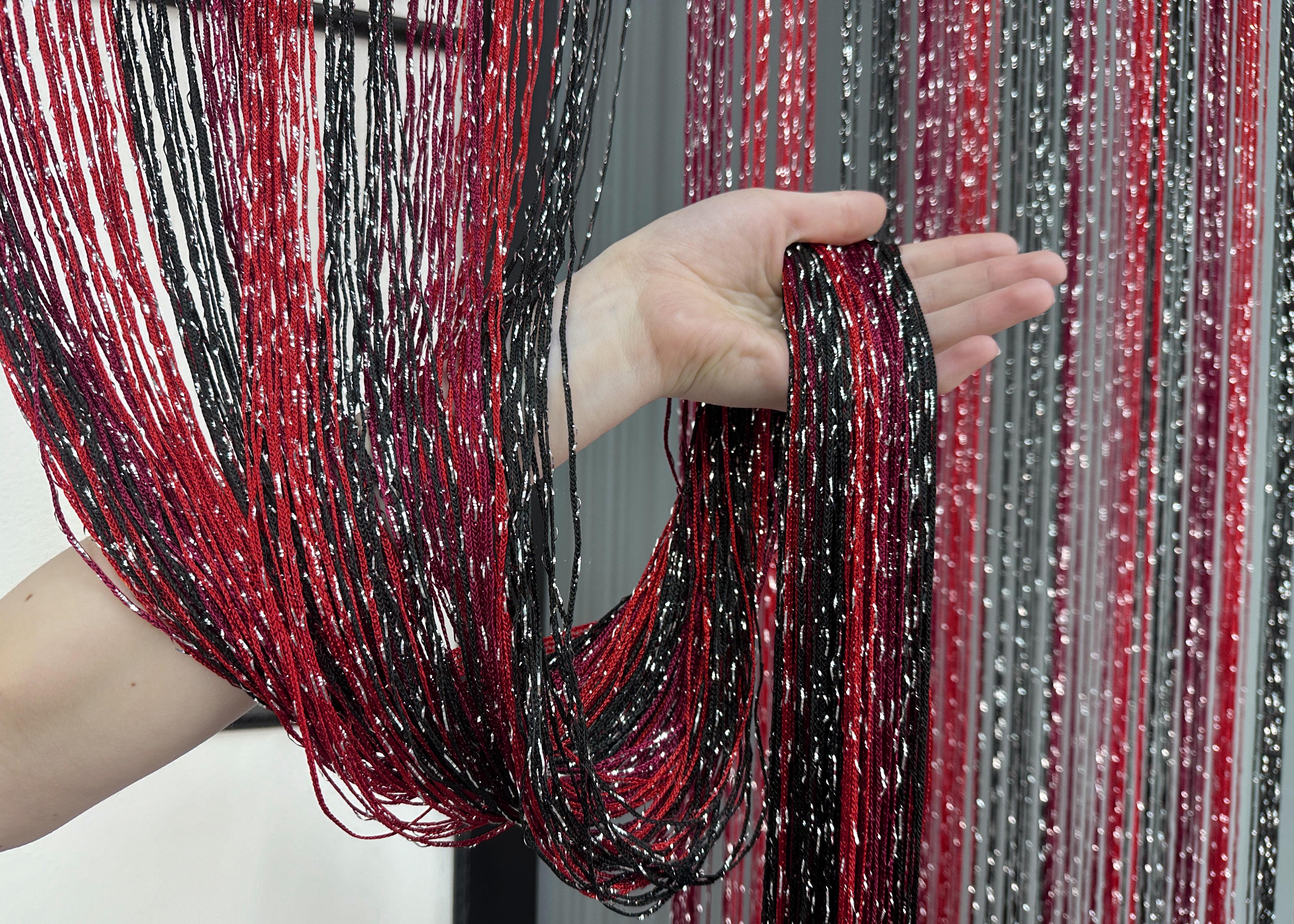 Штори-нитки з люрексом 300х300 см Червоний/Чорний/Бордовий (61-108) - фото 6