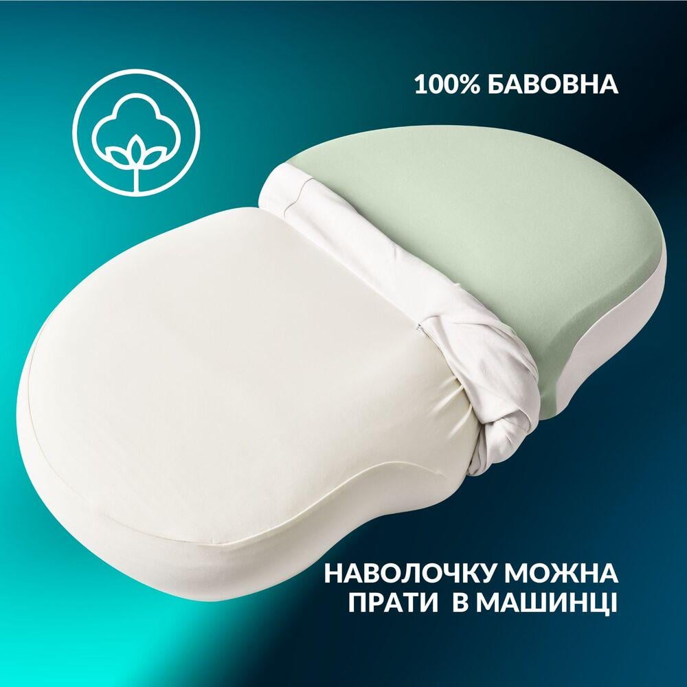 Подушка ортопедична IDEIA CloudTherapy анатомічна з ефектом памʼяті з наволочкою на блискавці 65х40х10 см М’ятний (26536) - фото 3