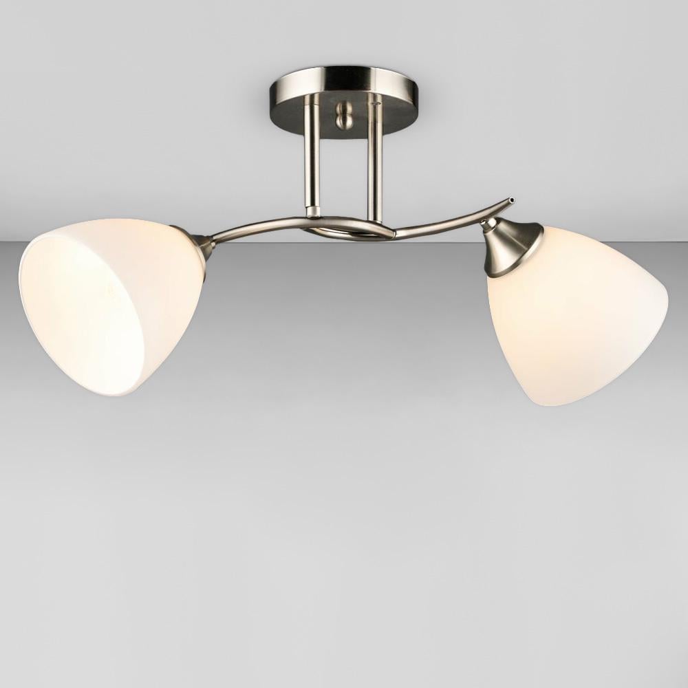 Люстра потолочная Light House SRS-20249/2 плафоны белые Никель