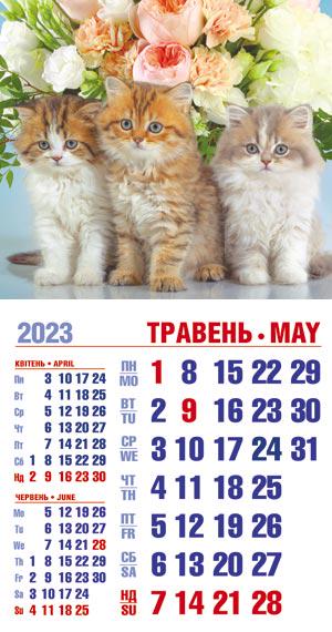 Календарь на 2023 год магнит отрывной Три котика - фото 1