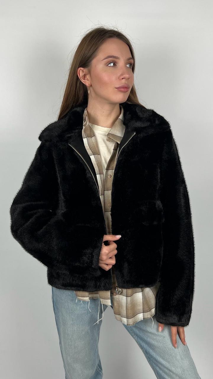 Шуба женская из эко-меха 606-01 M Черный - фото 3 Шуба женская из эко-меха 606-01 M Черный - фото 3