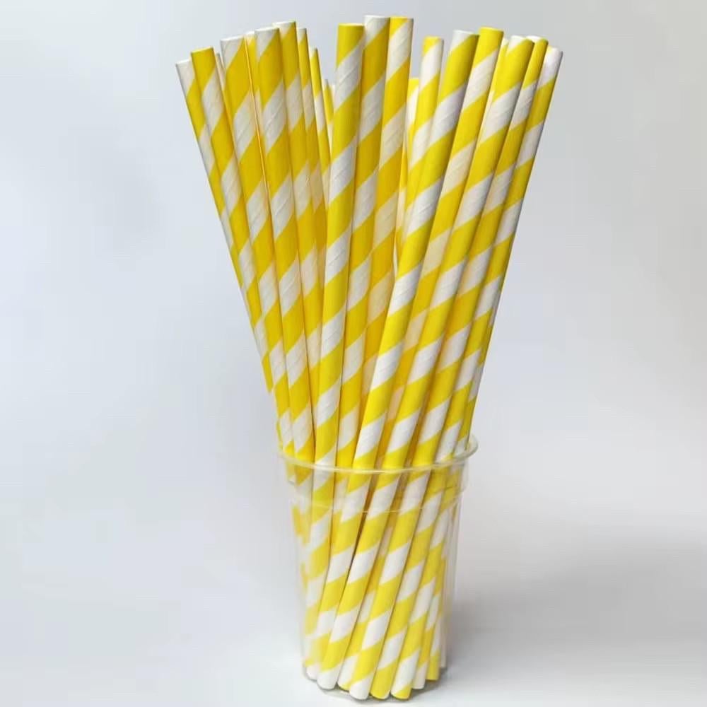 Трубочки коктейльні для пиття в смужку 25 шт. Жовтий - фото 1 Трубочки коктейльні для пиття в смужку 25 шт. Жовтий - фото 1