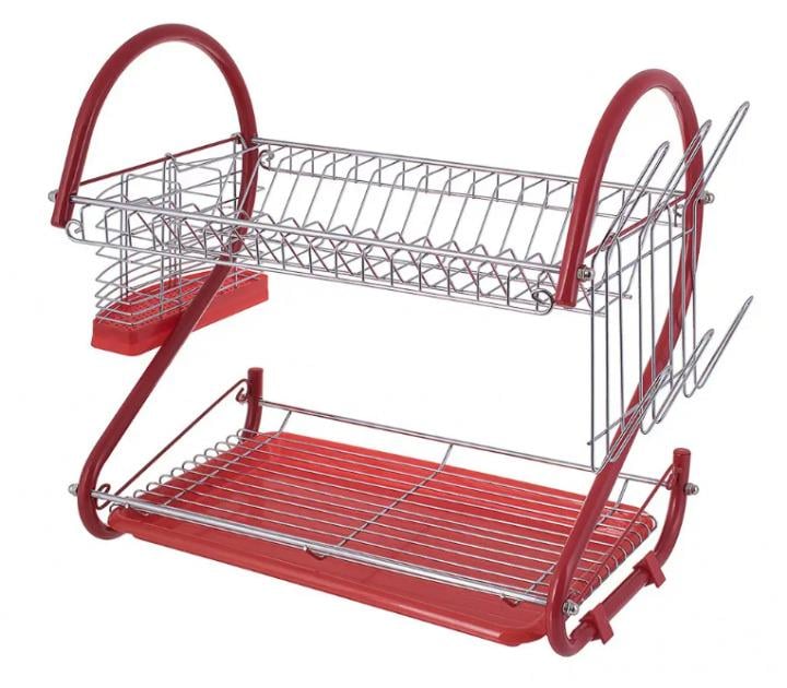 Сушка настольная для посуды Edenberg 2-х ярусная 56х42х27 см Красный (2110А)