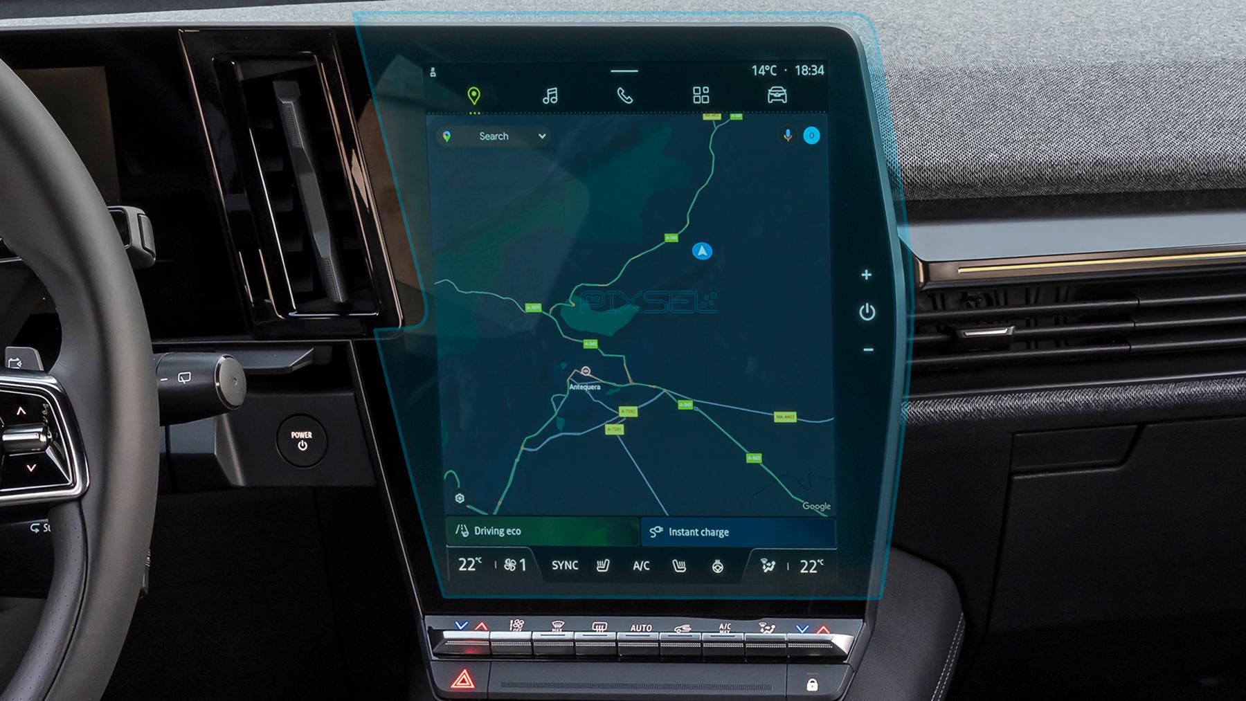 Защитное стекло Pixsel гибридное матовое на монитор Renault MEGANE E-TECH ELECTRIC 14,6" 2022