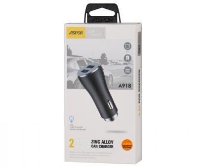 Зарядное устройство автомобильное Aspor A918 Metal LED 2USB 3,4A с USB-кабелем Micro Черный (1858272777) - фото 2 Зарядное устройство автомобильное Aspor A918 Metal LED 2USB 3,4A с USB-кабелем Micro Черный (1858272777) - фото 2