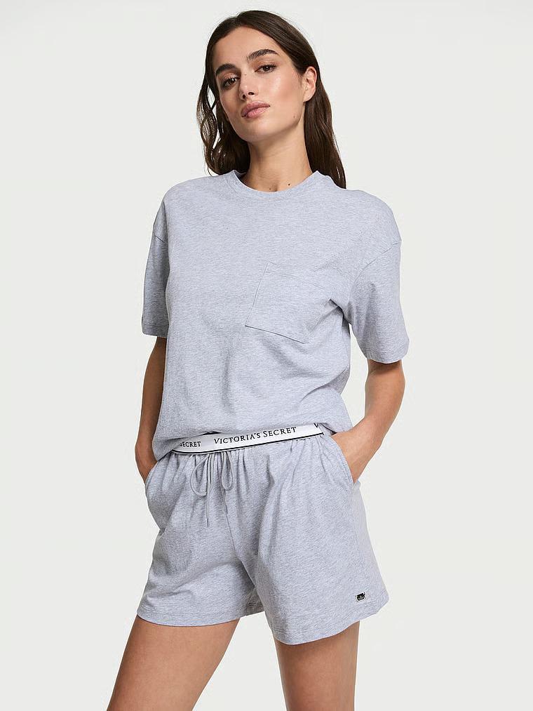 Піжама котонова футболка/штани Victoria's Secret 100% Cotton Short Pajama Set S Сірий (27058202)