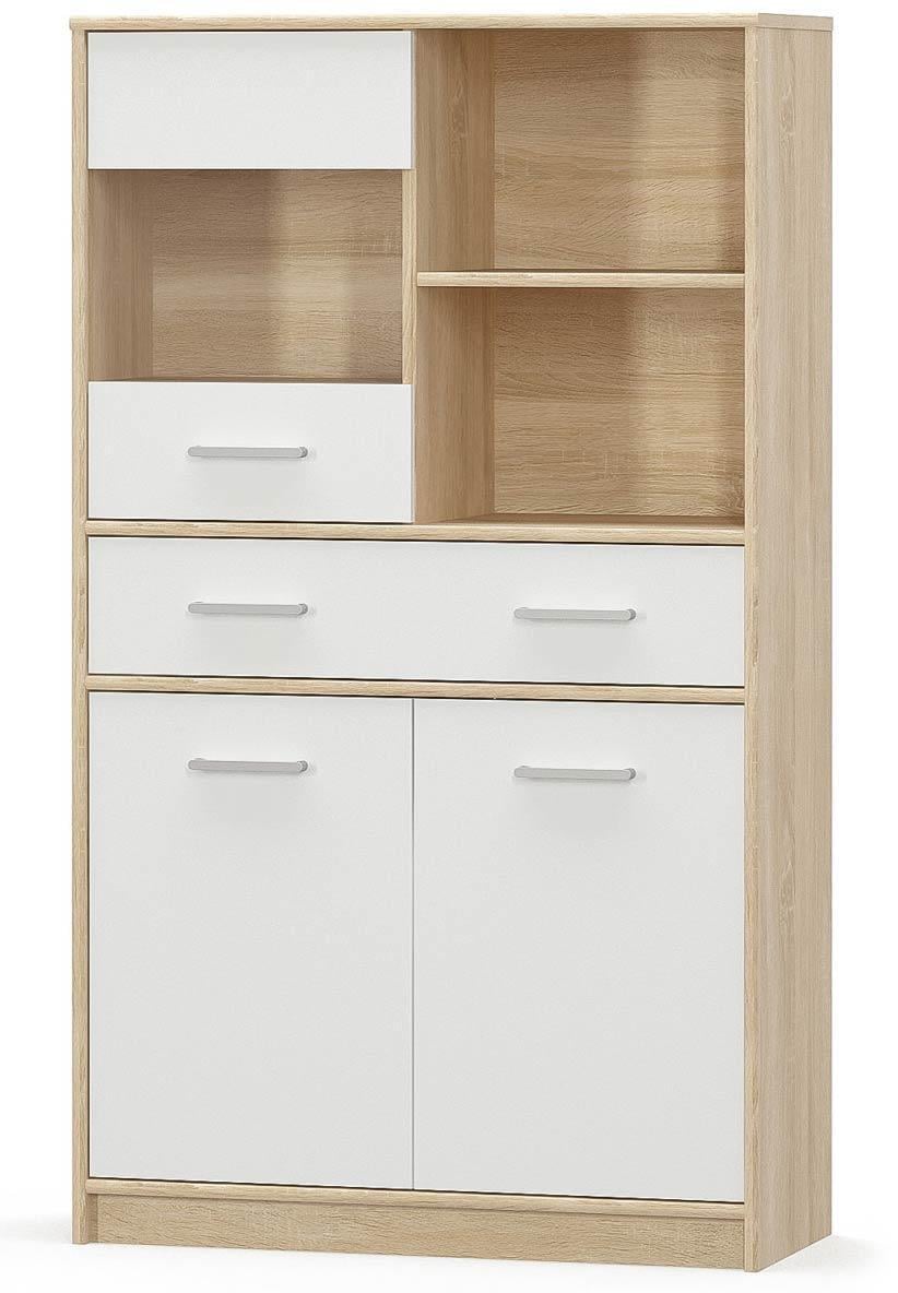 Пенал вітрина Mebel Service Тіпс 2Д1В1Ш 83,4х34,3х144,2 см Дуб самоа/Білий (31548268)