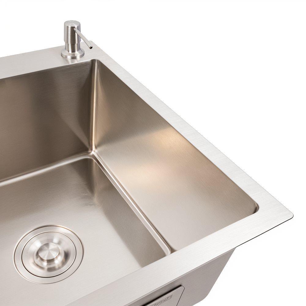 Мийка кухонна Valeso Handmade CM 78х50 R нержавіюча сталь круглий сифон 3,0/0,8 мм - фото 3 Мийка кухонна Valeso Handmade CM 78х50 R нержавіюча сталь круглий сифон 3,0/0,8 мм - фото 3