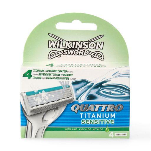 Сменные кассеты для бритья Wilkinson Sword Quattro Titanium Sensitiv 4 шт. (4027800509805) - фото 1