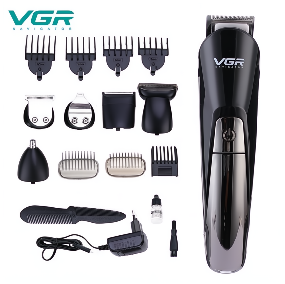 Машинка для стрижки VGR Trimmer Set аккумуляторная Черный - фото 8