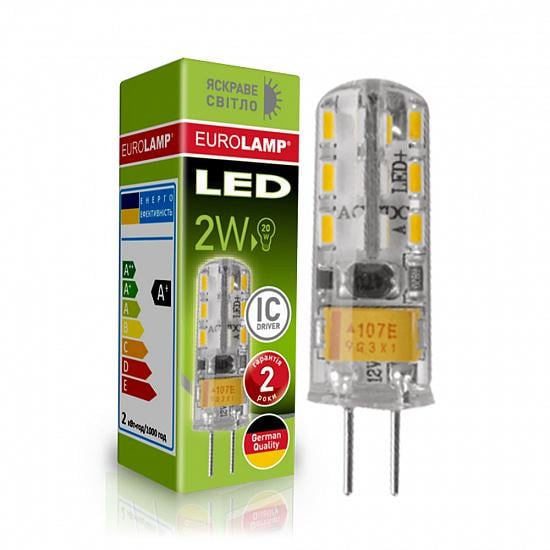 Лампа капсульна низьковольтна Eurolamp LED G4 силікон 2W 12V 4000K (12494113)