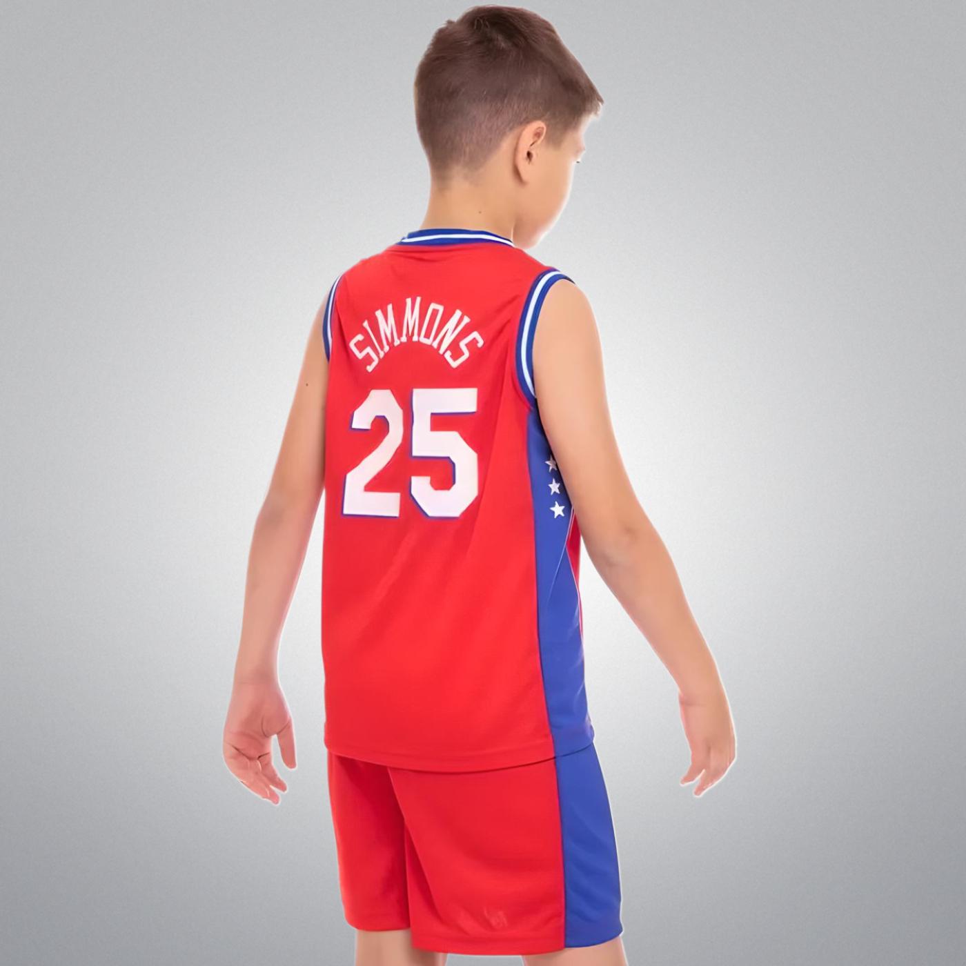 Форма баскетбольна дитяча Lion NBA SIXERS SIMMONS 25 2XL на 14-16 років 165-168 см Червоний (CO-2273-2XL) - фото 3