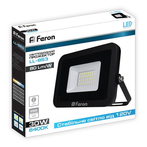 Прожектор Led Feron LL-853 30 W 6400 K Чорний - фото 2