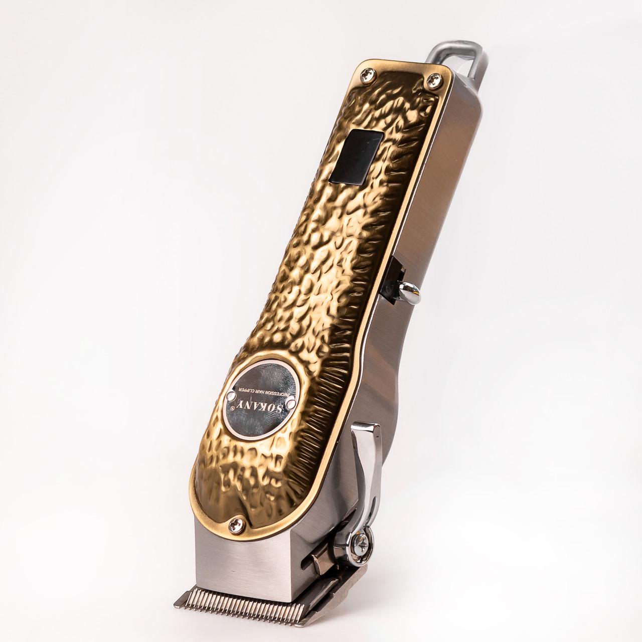 Машинка для стрижки Sokany SK-LF-9976 аккумуляторная с 4 насадками и USB Золотой (3729) - фото 4