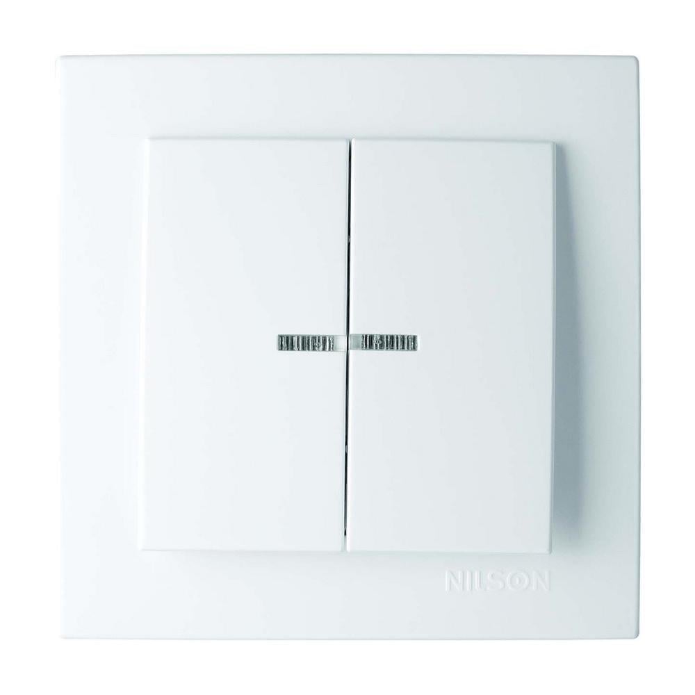 Выключатель двухклавишный Nilson Touran с подсветкой Белый (27550676)