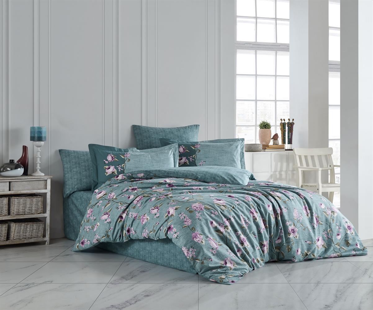 Комплект постельного белья Hobby Poplin Benita 200х220/50х70 см 2 шт. Зеленый