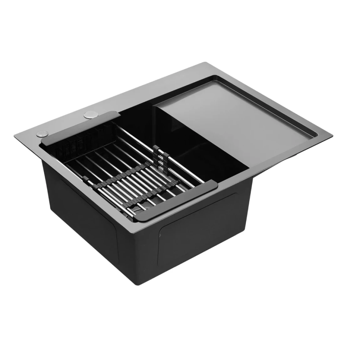 Мийка для кухні Kroner KRP Schwarze 6350LHM з нержавіючої сталі PVD 3/1 мм (CV031322) - фото 4 Мийка для кухні Kroner KRP Schwarze 6350LHM з нержавіючої сталі PVD 3/1 мм (CV031322) - фото 4