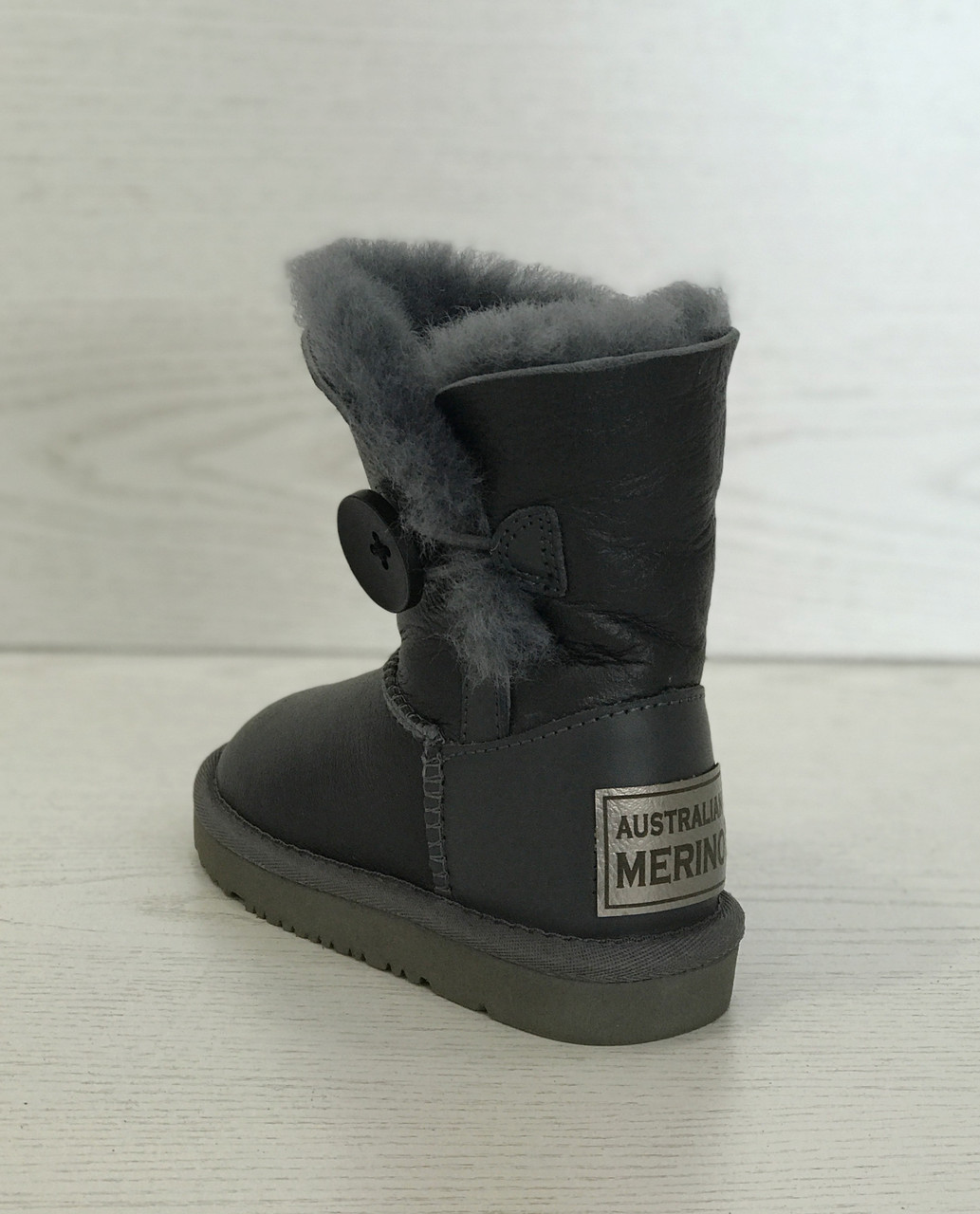 Угги с пуговицей Australian Merino Kids Button детские из кожи р. 24 Серый - фото 2 Угги с пуговицей Australian Merino Kids Button детские из кожи р. 24 Серый - фото 2