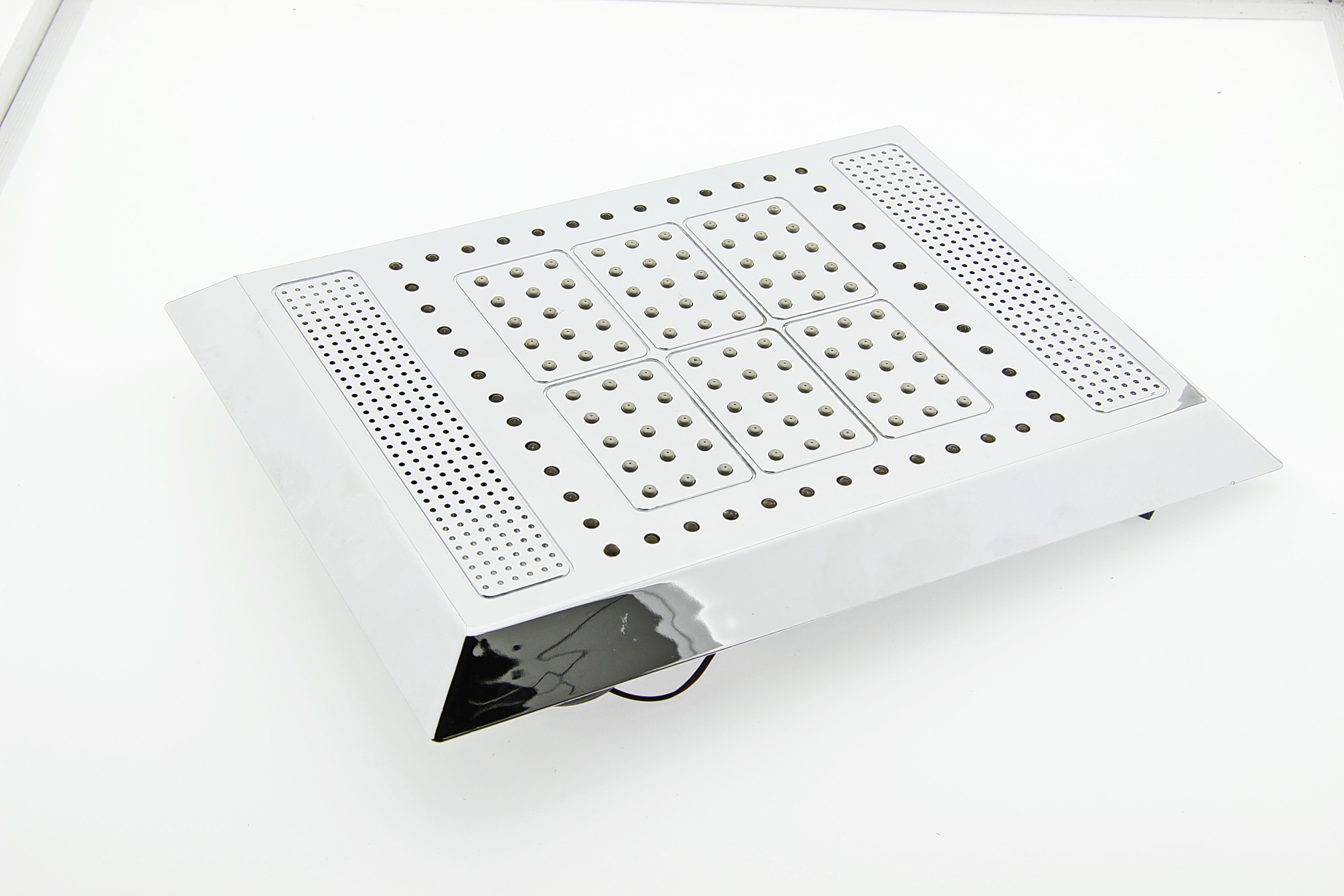 Лійка для душової кабіни прямокутна хромована c підсвічуванням динаміком і кулером 325х245 мм (Л325 ЛДК)