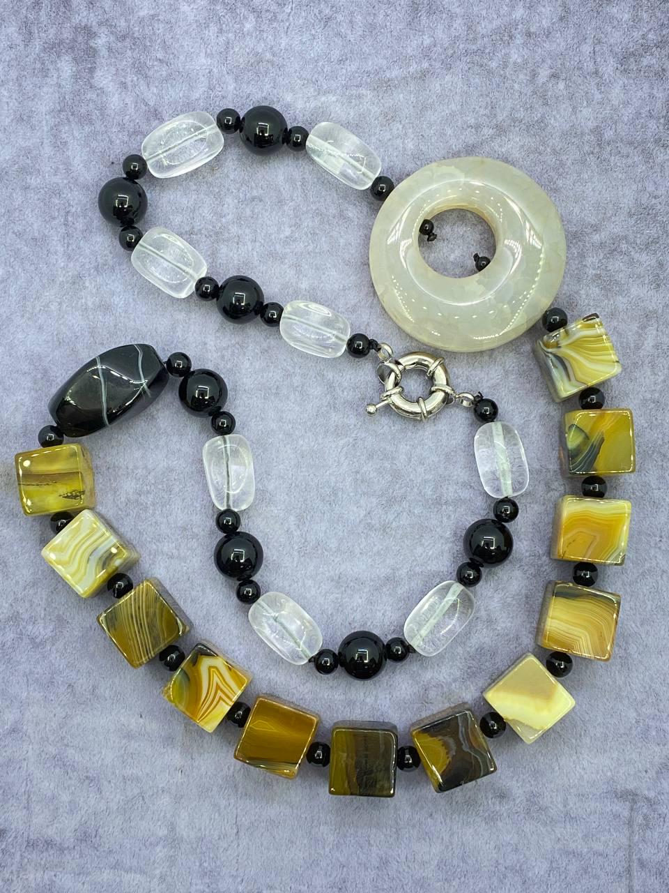 Бусы агат 68 см Желтый (602)