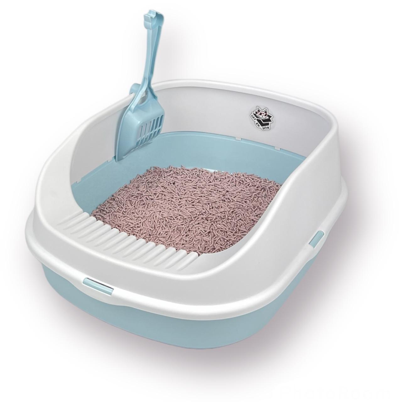 Лоток для котов CAT IN BOX с лопаткой 48х38х20 см Голубой (18553450) - фото 4 Лоток для котов CAT IN BOX с лопаткой 48х38х20 см Голубой (18553450) - фото 4