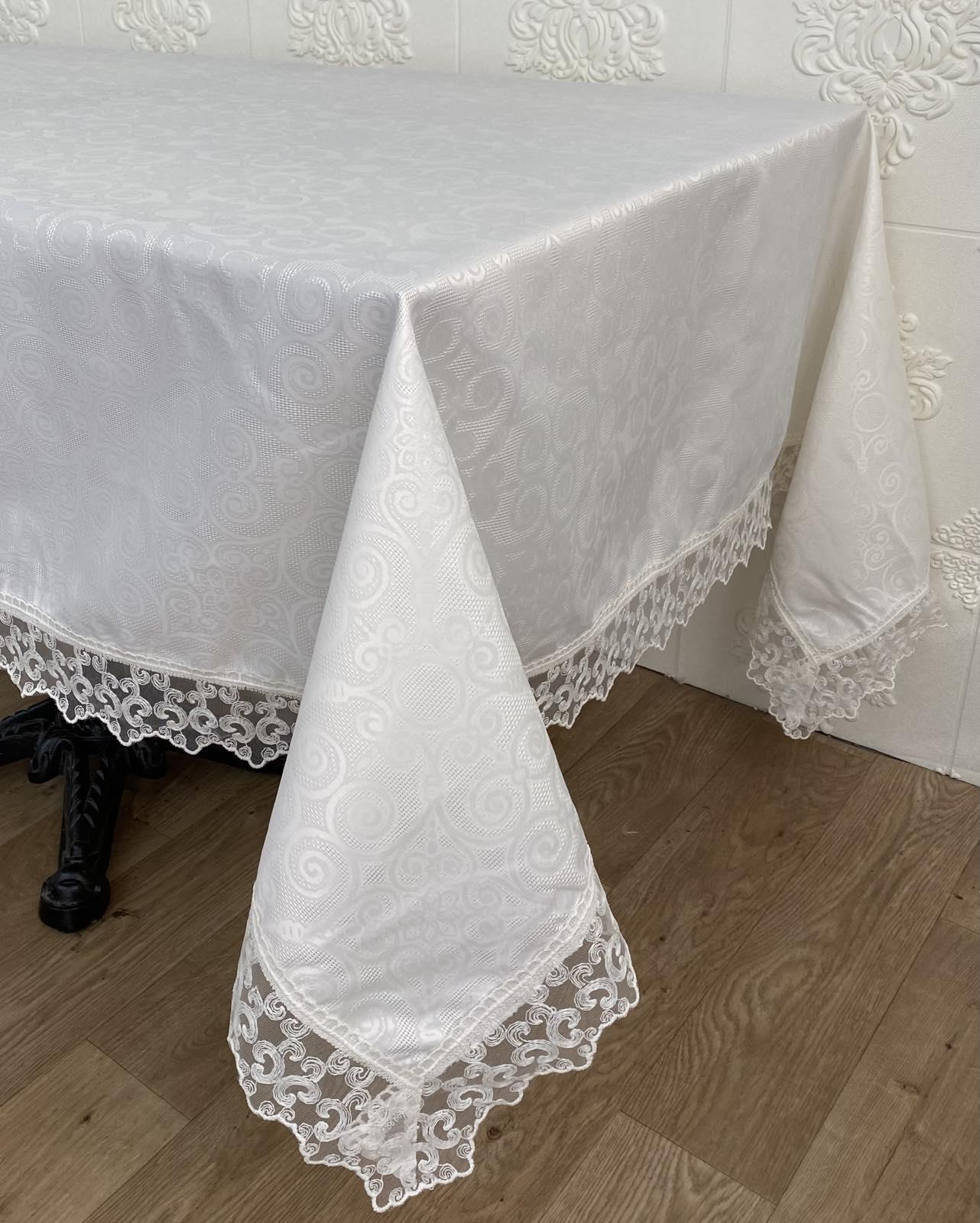 Скатертина з мереживом Masali Model 515 110x160 см Cream (CN22042)