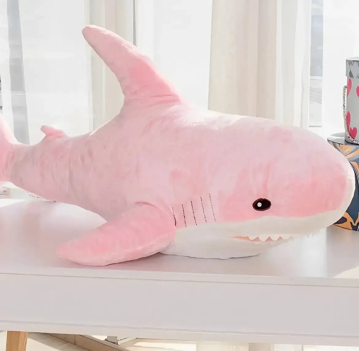 М'яка іграшка-подушка обіймашка Акула 60 см Рожевий (3619d87a)