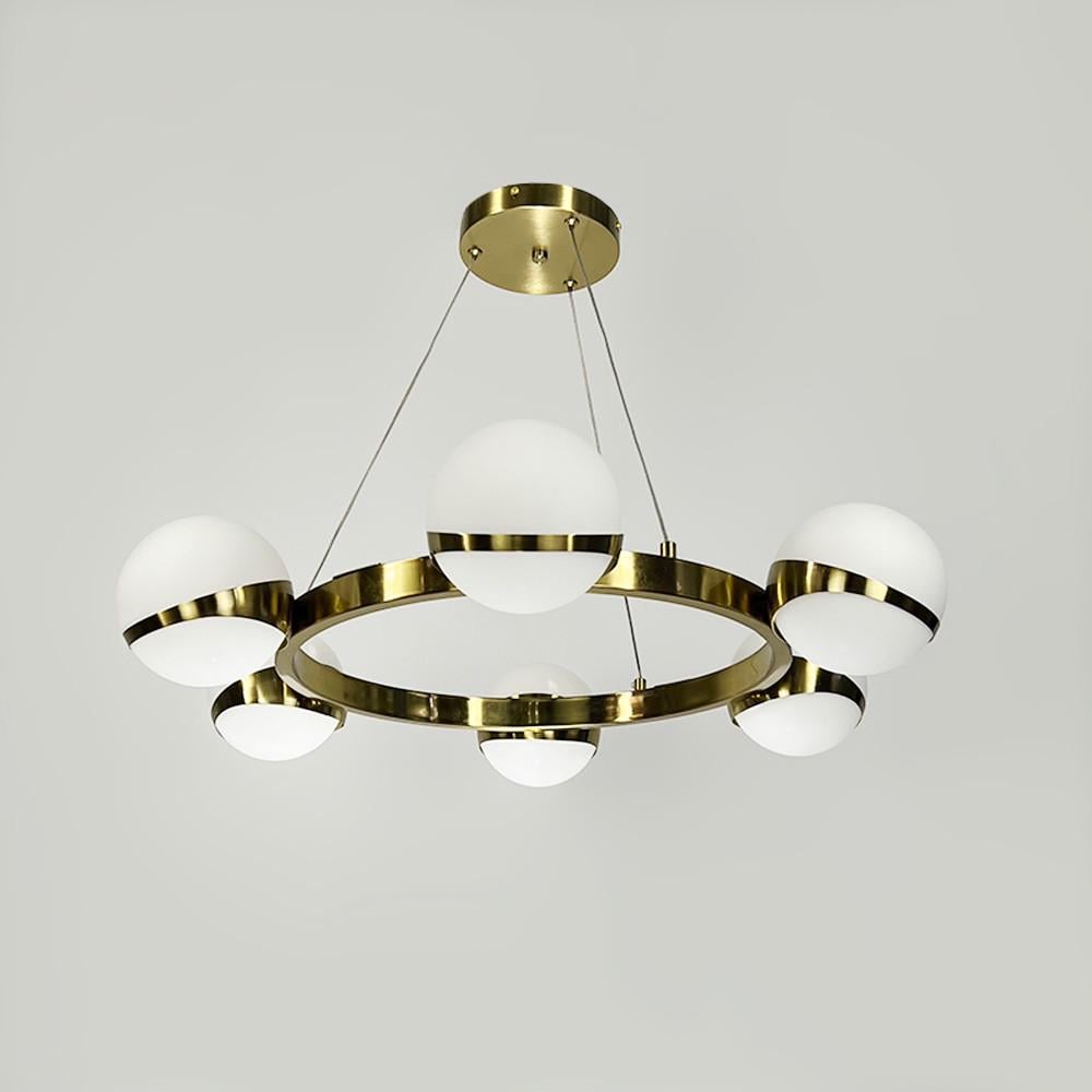 Люстра элегантная кольцевая на 6 плафонов Ø 65 см Латунь (SG 51/6 AB/WT)
