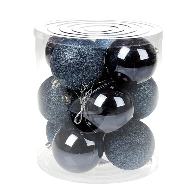 Набор пластиковых новогодних шаров Flora 12 шт. D-8 см (11651)