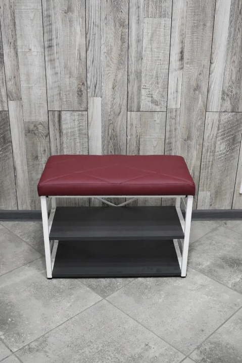 Банкетка для взуття металева з м'яким сидінням 32х47х60 см Бордо (28375283)