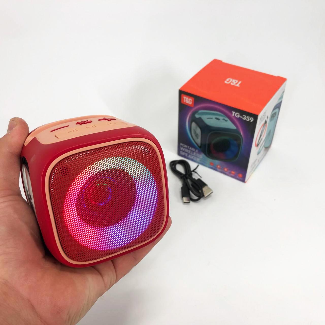 Колонка портативна 7W з RGB підсвічуванням Червоний (TG359) - фото 2