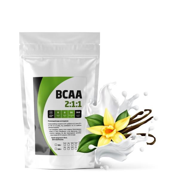 Комплекс амінокислотний BCAA 2:1:1 Ваніль 99% білка на 10 порцій 100 г (21-125-bcaa-v100) - фото 1 Комплекс амінокислотний BCAA 2:1:1 Ваніль 99% білка на 10 порцій 100 г (21-125-bcaa-v100) - фото 1