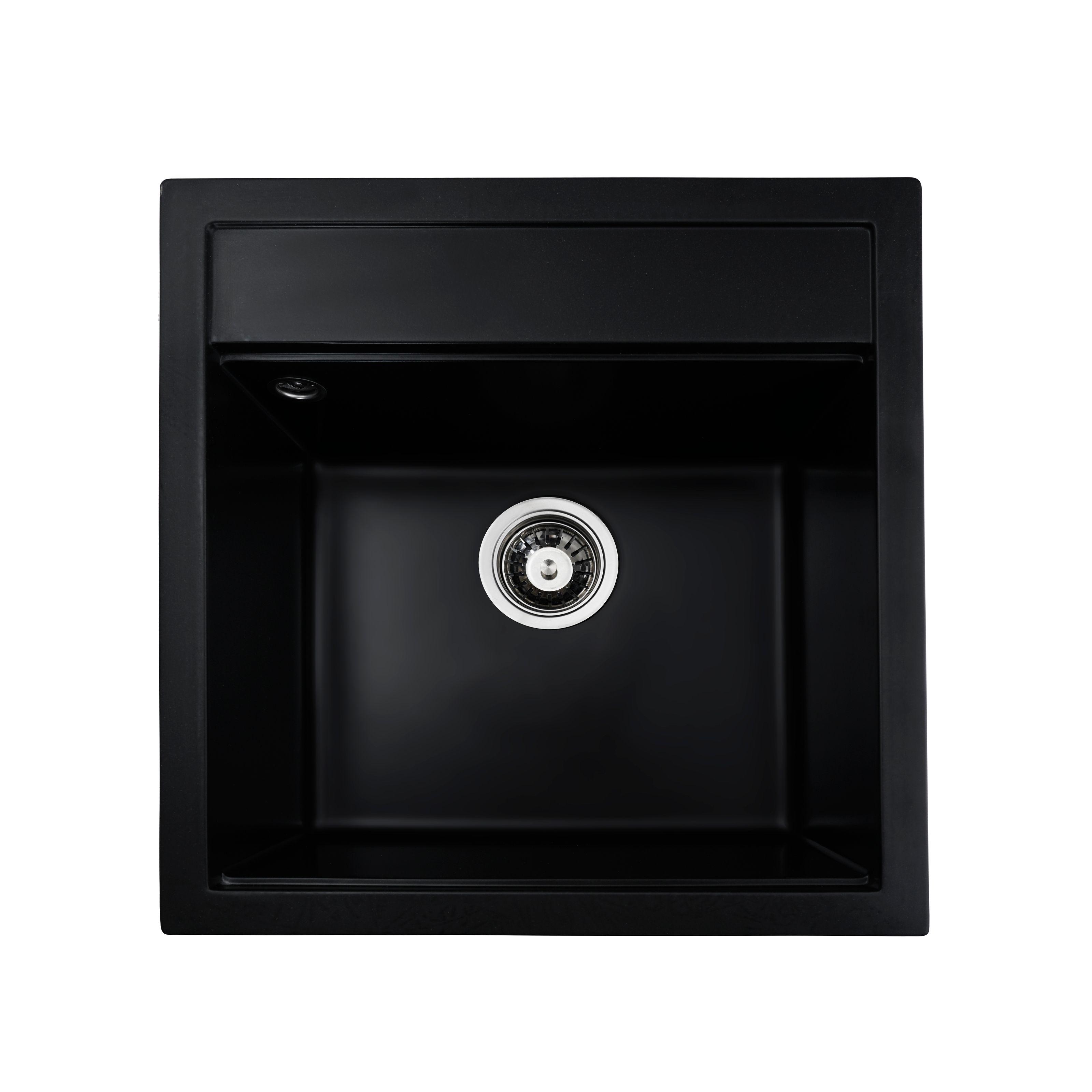 Мийка кухонна Platinum PLS-A26583 прямокутна гранітна 485x505 мм Чорний (151064)