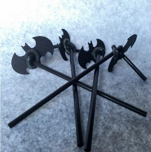 Декор на Хэллоуин коктейльные трубочки 10 шт. Черный (1209) - фото 3