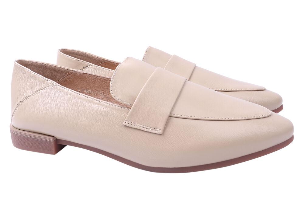 Туфли женские Berkonty из кожи на низком ходу р. 39 Бежевый (219-20/21DTC)