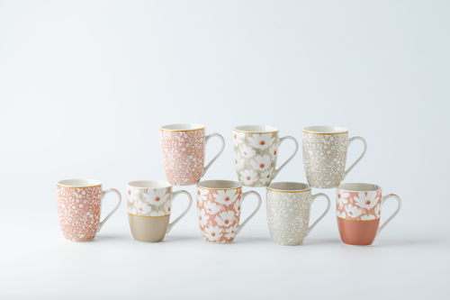 Набор чашек фарфоровых Цветочный микс 8 шт. (2091-19)