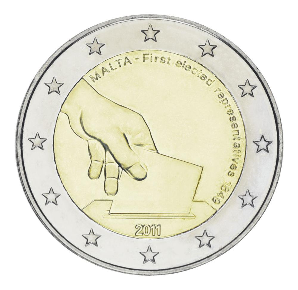 Колекційна монета Мальта 2 євро 2011 Перші представники Ради Мальти 1849 UNC (KM#144)