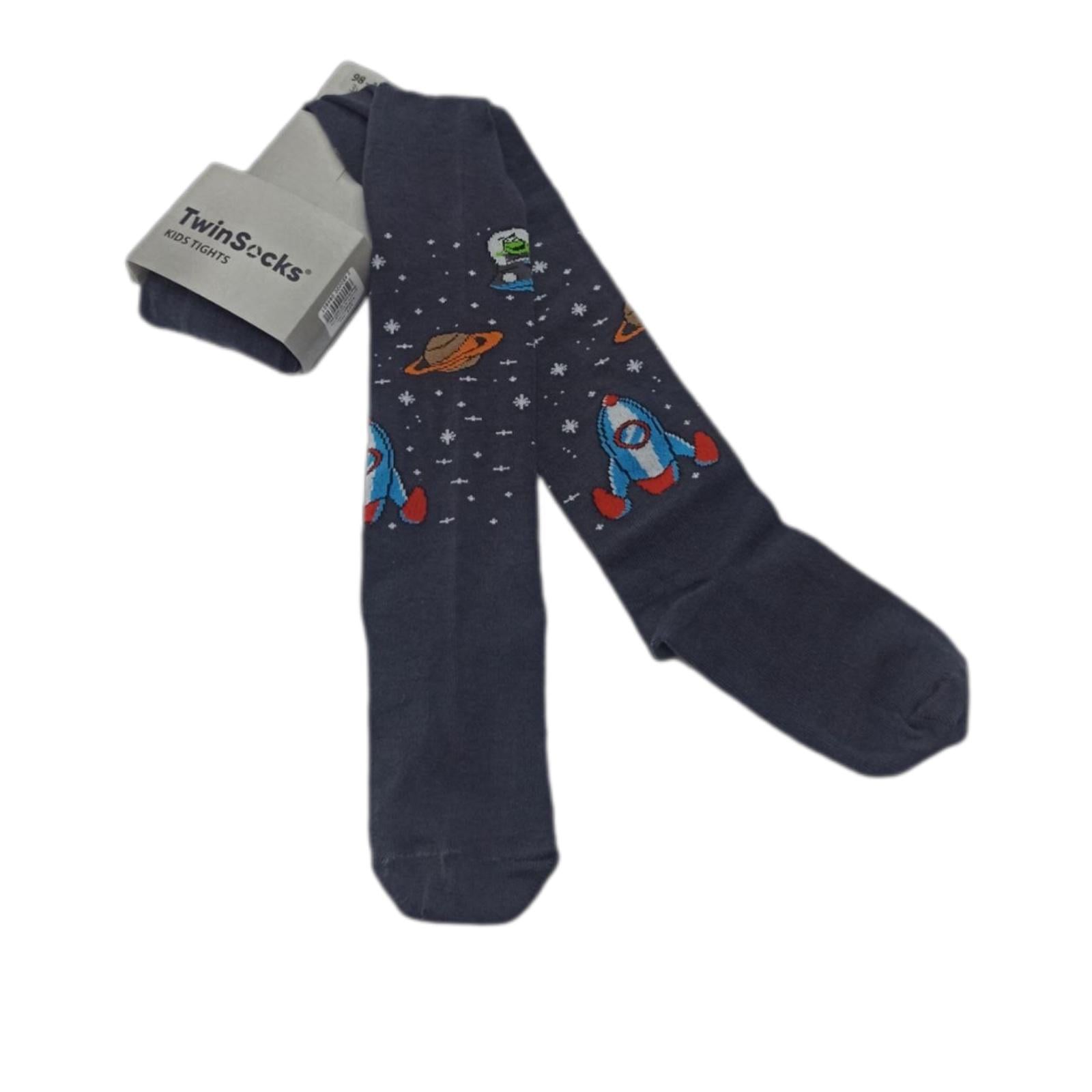 Колготки дитячі для хлопчика TwinSocks з принтом космосу 98 см -104 Темно-Сірий (8161686)