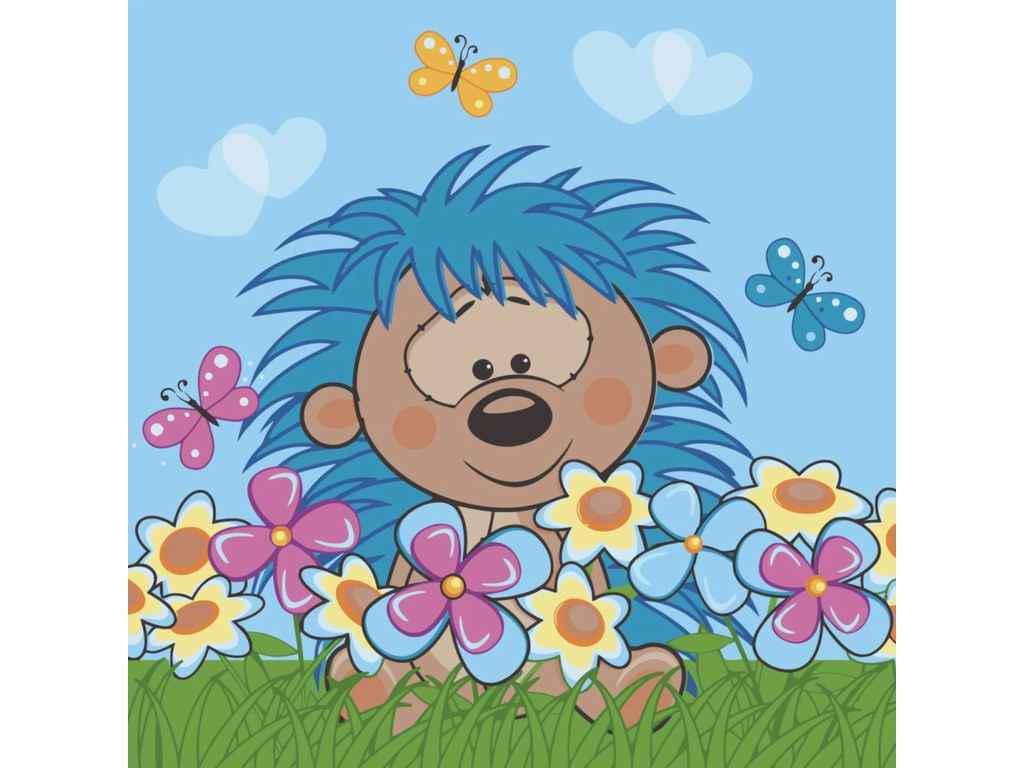 Картина по номерам Strateg Ежик в цветах 30х30 см (ES049)