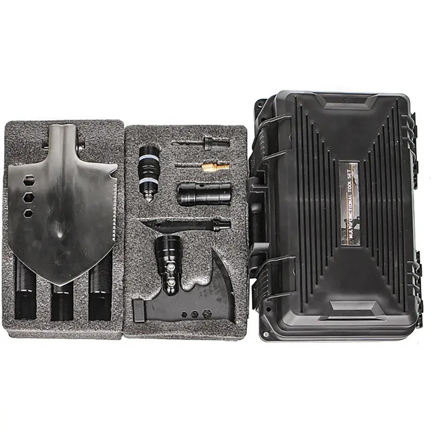 Лопата-мультитул туристическая складная многофункциональная 8в1 набор для выживания топор/нож в кейсе (87147) - фото 10