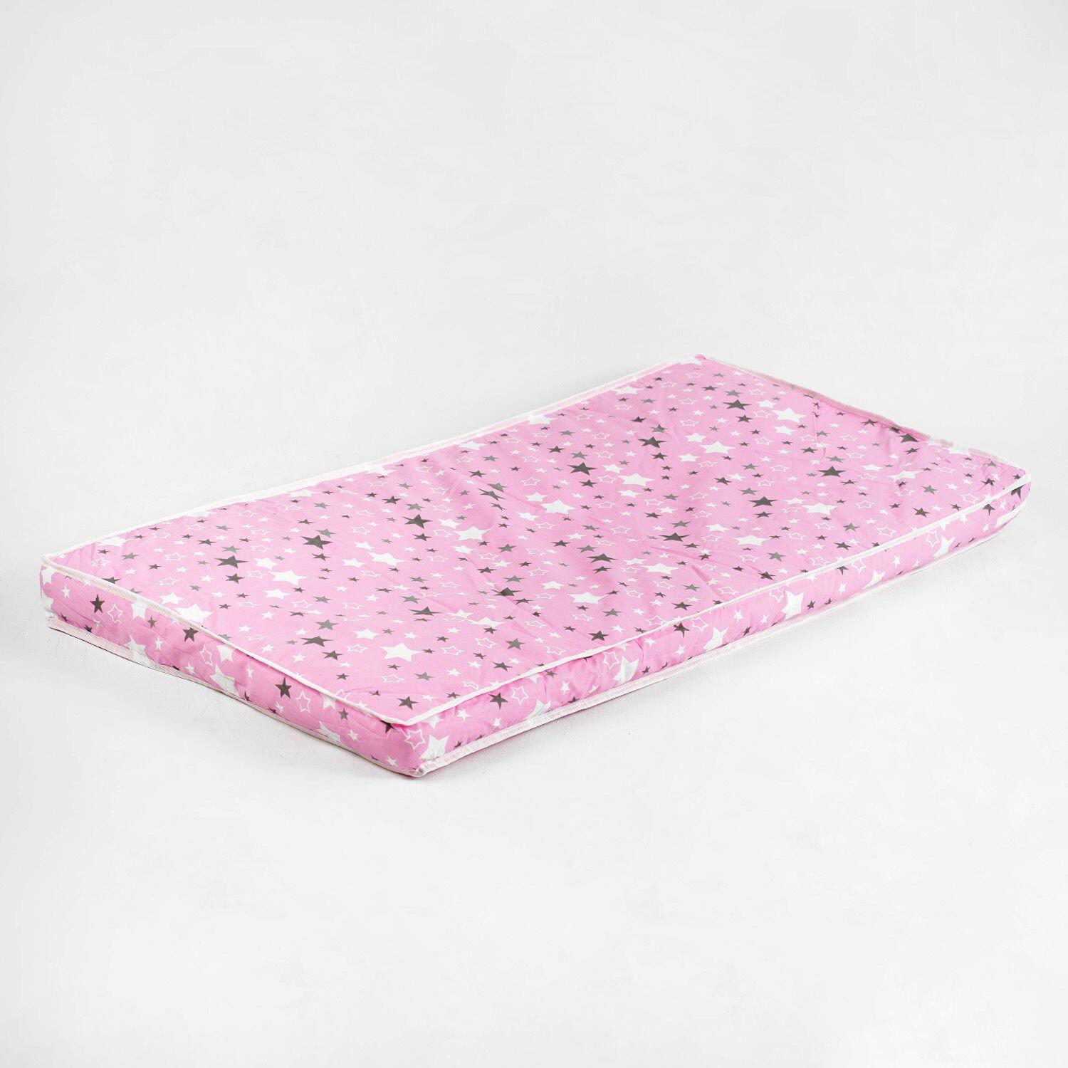 Матрас детский AnMar Кокос-поролон Серо-белые звезды Розовый 208813 (28614234)