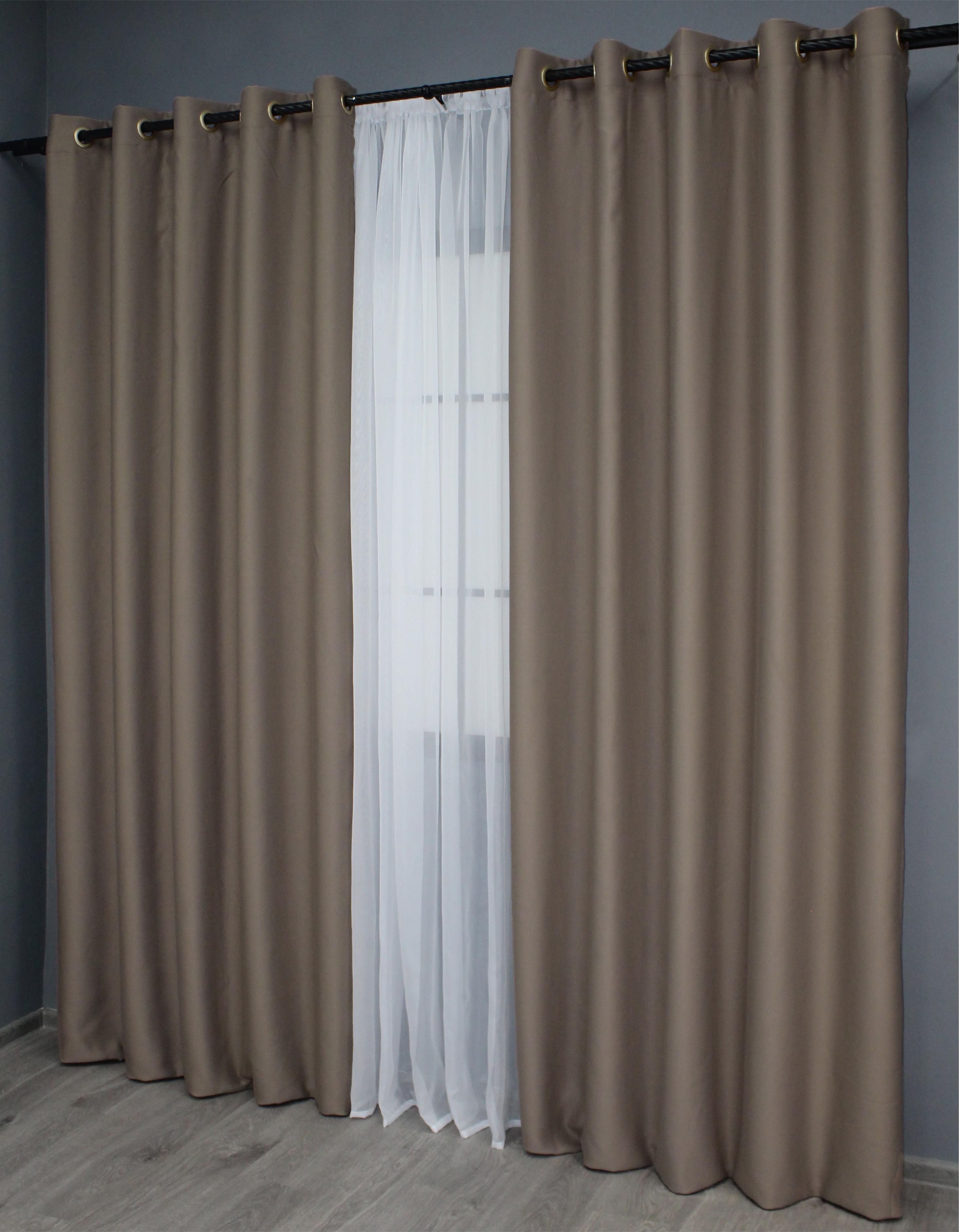 Комплект штор на люверсах VR-Textil Блэкаут Bagema Rvs № 1289ш 150х250 см 2 шт. Какао (37-0015) - фото 4