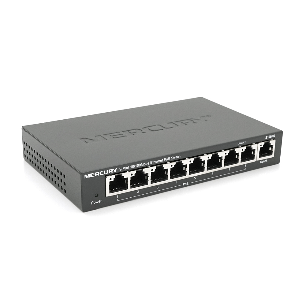 Комутатор Mercury S109PS 8 PoE-портів 1 Uplink 10/100 Мбіт/с 48V Q200 (YUT_V4592)