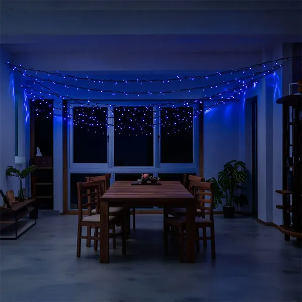 Гірлянда нитка вулична 500 LED 50 м на сонячній батареї чорна нитка з пультом ДУ Синій - фото 3 Гірлянда нитка вулична 500 LED 50 м на сонячній батареї чорна нитка з пультом ДУ Синій - фото 3
