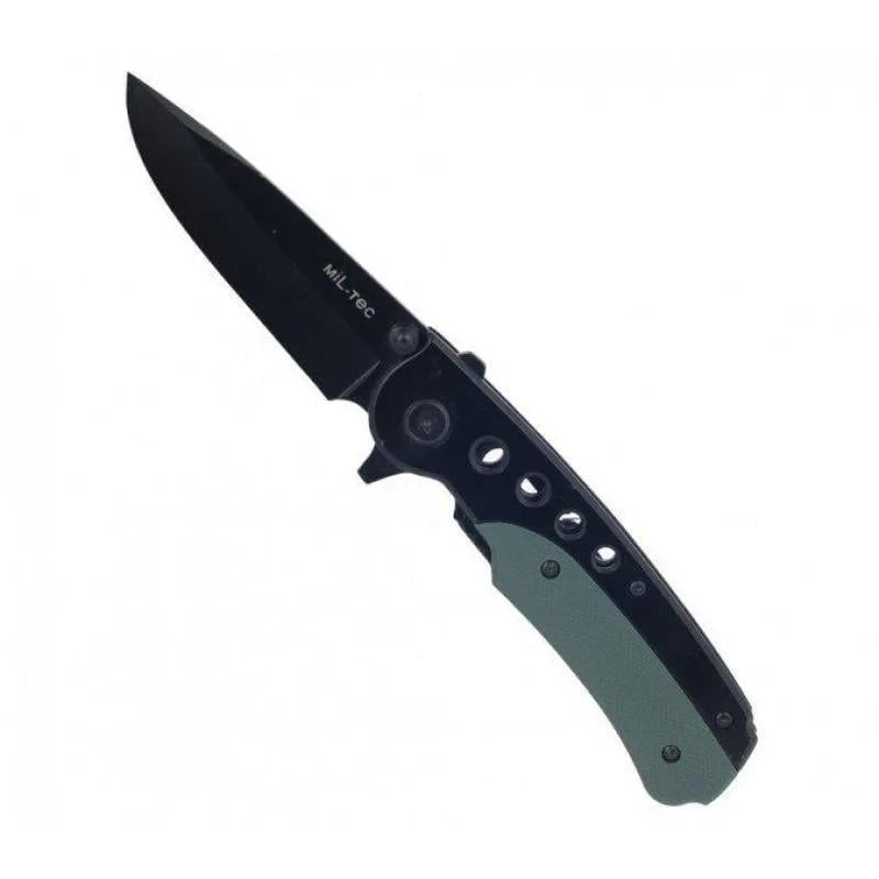 Нож складной туристический Mil Tec Черный/Оливковый (15305000)
