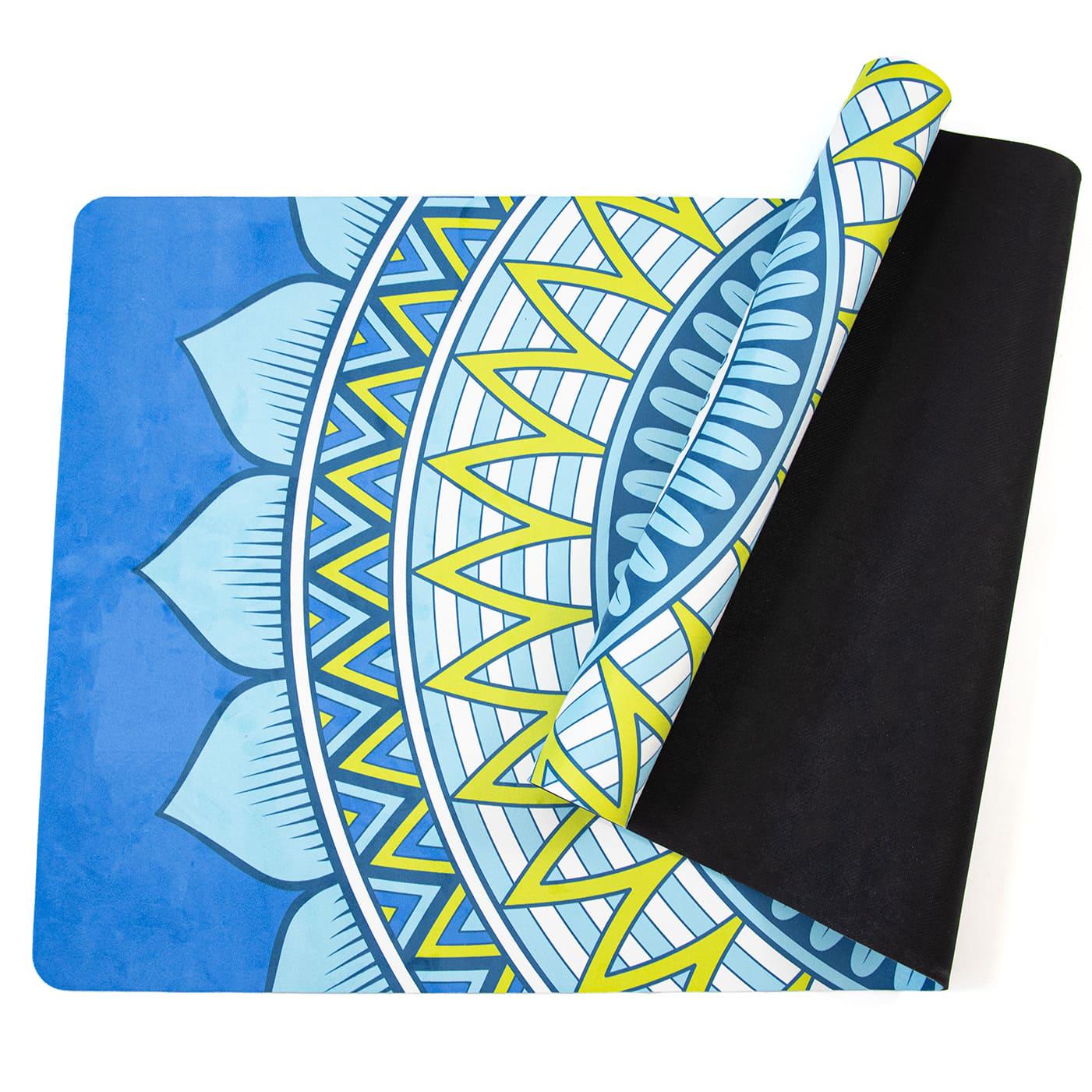 Килимок для йоги та фітнесу OSPORT каучук/замша 4 мм 183x68 см Синьо-бірюзовий (OF-0286-0082) - фото 2